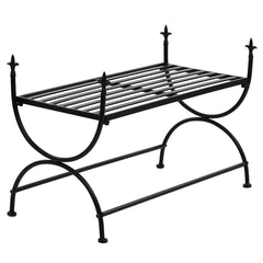 Bench Black Metal Medium Decorative Inlays Bench Rectangular