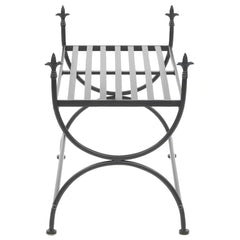 Bench Black Metal Medium Decorative Inlays Bench Rectangular