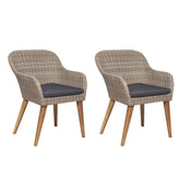 Outdoor Chair Set of 2 Brown PE Rattan Medium Removable Covers