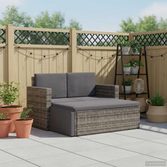 Rattan Sofa Set Grey and Dark Grey Poly Rattan and Polyester Medium