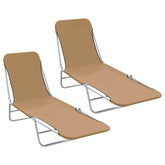 Sunlounger Set of 2 Taupe Powder-coated steel