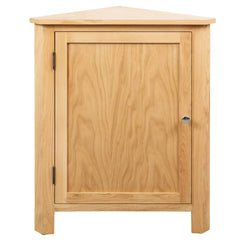 Corner Cabinet Brown Solid Oak Wood Compact Corner Cabinet