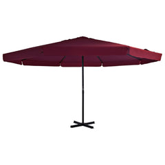 Large Bordeaux red garden parasol with 197-inch aluminum pole and cross base.