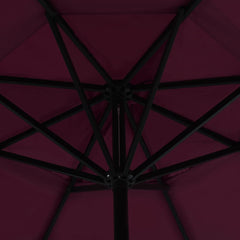Bordeaux red garden parasol with black aluminum frame and 197-inch pole.