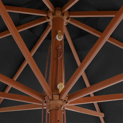 Garden Parasol Anthracite Polyester, Wooden Pole Large