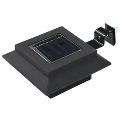 Black square LED solar outdoor light with mounting bracket, 4.7 inches.