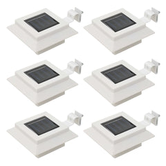 Six white 4.7-inch square LED solar outdoor lights with mounting brackets.