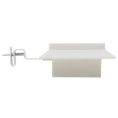 White LED solar outdoor light with square housing and mounting bracket.