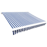 Blue and white striped polyester awning canvas, 16.4 feet by 9.8 feet.
