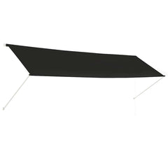 Anthracite steel retractable awning, 157.5 by 59.1 inches, extended with black canopy.