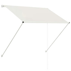 Cream retractable awning with steel frame and UV-resistant fabric, 59.1 by 59.1 inches.
