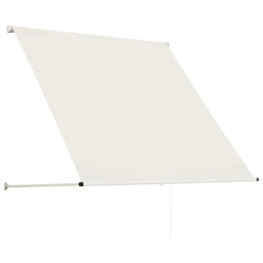 Cream Bostome retractable awning, 59.1x59.1 inches, UV-resistant, extended on steel frame.