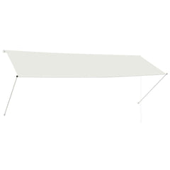 Cream retractable awning, 137.8x59.1 inches, UV-resistant polyester.