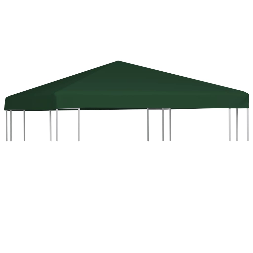 Green polyester PVC coated gazebo top cover, 9.8x9.8 ft, with reinforced corners and fasteners.