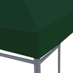 Green 9.8x9.8 ft polyester PVC-coated gazebo top cover on metal frame.