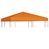 Orange polyester gazebo top cover, 9.8x9.8 ft, with reinforced edges and hook-and-loop fasteners.