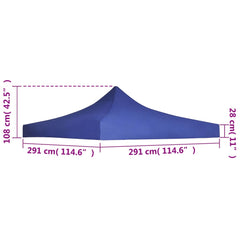 Blue 9.8x9.8 ft party tent roof with UV and water resistant fabric, 114.6 inch square size.