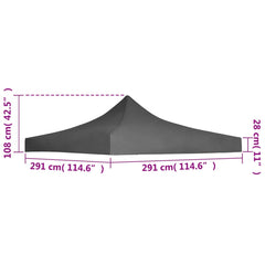 Anthracite replacement cover for a 9.8'x9.8' party tent, made from UV-resistant fabric.