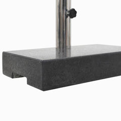 Black rectangular granite parasol base weighing 55.1 lb with stainless steel locking bolts