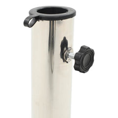 Round black granite parasol base with stainless steel tube and locking knob for stability