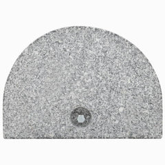 Curved gray granite parasol base weighing 22 lb with a central bolt.