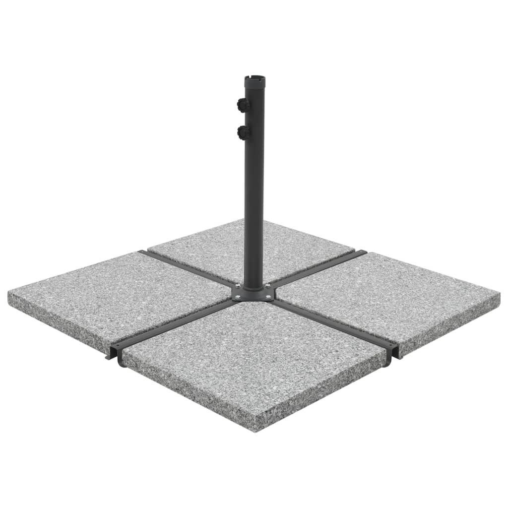 Gray granite square umbrella weight plate with a 55.1 lb solid base for stability.