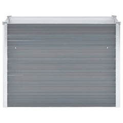 Gray galvanized steel raised garden bed measuring 39.4 by 15.7 by 31.3 inches