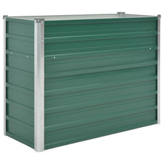 Green galvanized steel raised garden bed measuring 39.4x15.7x31.3 inches with open bottom design.