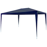 Blue PE outdoor canopy gazebo with a waterproof roof and rust-resistant steel frame.
