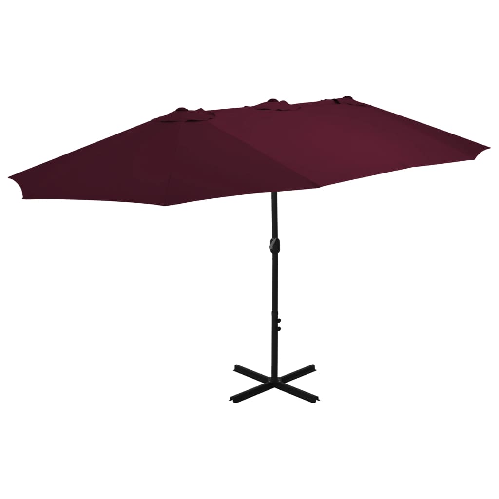 Bordeaux red garden parasol with aluminum pole, 181x106cm canopy and cross base.