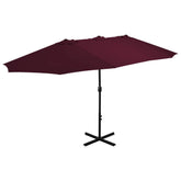 Bordeaux red garden parasol with aluminum pole, 181x106cm canopy and cross base.