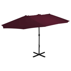 Bordeaux red garden parasol with aluminum pole, 181x106cm canopy and cross base.