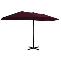 Bordeaux red garden parasol with aluminum pole, 181x106cm canopy and cross base.