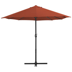 Terracotta garden parasol with aluminum pole and 181x106 cm canopy.