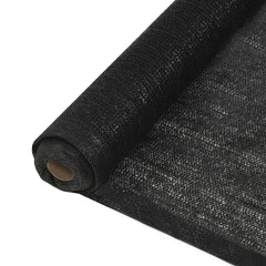 Rolled black HDPE privacy net measuring 3.3 ft by 82 ft.