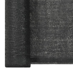 Black HDPE privacy net with reinforced grommets, breathable and UV proof, 4.9 by 32.8 feet.