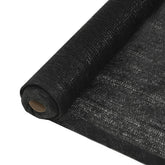 Black HDPE privacy net roll measuring 4.9 feet by 82 feet for garden use