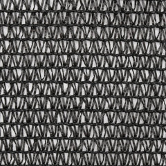 Black HDPE privacy net with breathable woven pattern, measuring 6.6 by 32.8 feet.