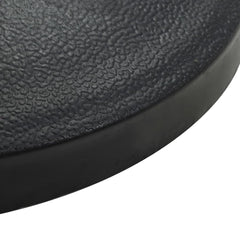 Black round polyresin parasol base, 22 lb, with textured finish.