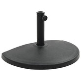 Black polyresin half-round parasol base, 33.1 lb, with pole tube and locking bolt.