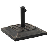 Bronze polyresin square parasol base weighing 26.5 lb with pole sleeve.