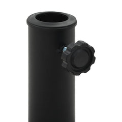 Black cylindrical parasol base with a large adjustment knob on the side.