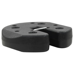 Black concrete gazebo weight plates, 4-pack, with U-shaped cutouts for poles.