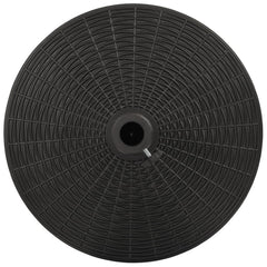 Black round parasol base, 55.1 lbs, with adapters for poles.