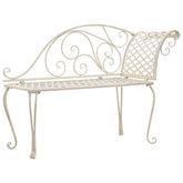 Garden Chaise Lounge Antique White Metal Decorative Inlays