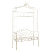 Garden Bench Antique White Wrought Iron Standard Garden Bench