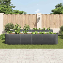 Garden Raised Bed Grey Galvanized Steel 157.5 x 31.5 x 31.9 in