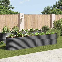 Garden Raised Bed Grey Galvanized Steel 157.5 x 31.5 x 31.9 in