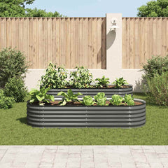 Garden Raised Bed Gray Galvanized Steel Large Durable