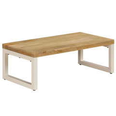 Coffee Table Natural wood and white steel Solid mango wood and steel